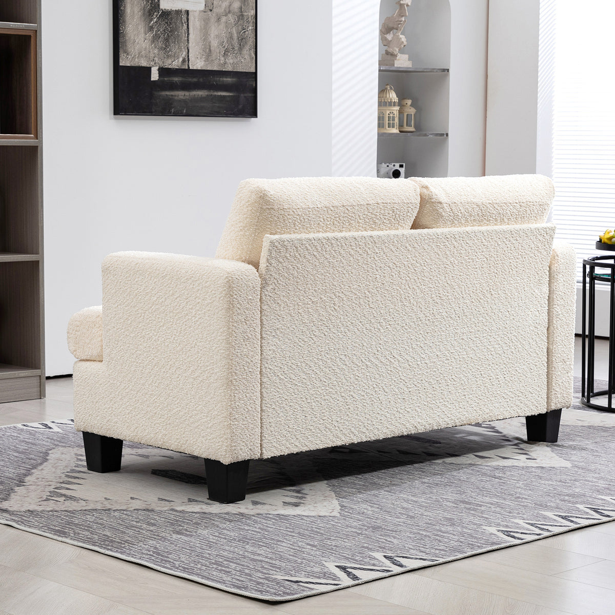 HOMCOM 2-Sitzer-Sofa 120 cm mit abnehmbaren Rückenkissen, Chenille-Stoff für Wohnzimmer, Schlafzimmer, Büro, beige