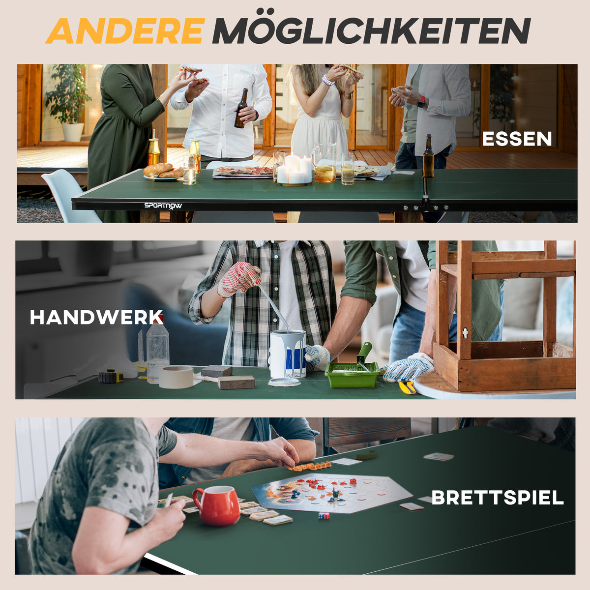 SPORTNOW Tischtennisplatte Tischtennis-Set, klappbar, 8 Rollen, inkl. Schläger u. Bälle, 274 cm x 152.5 cm x 76 cm, Grün