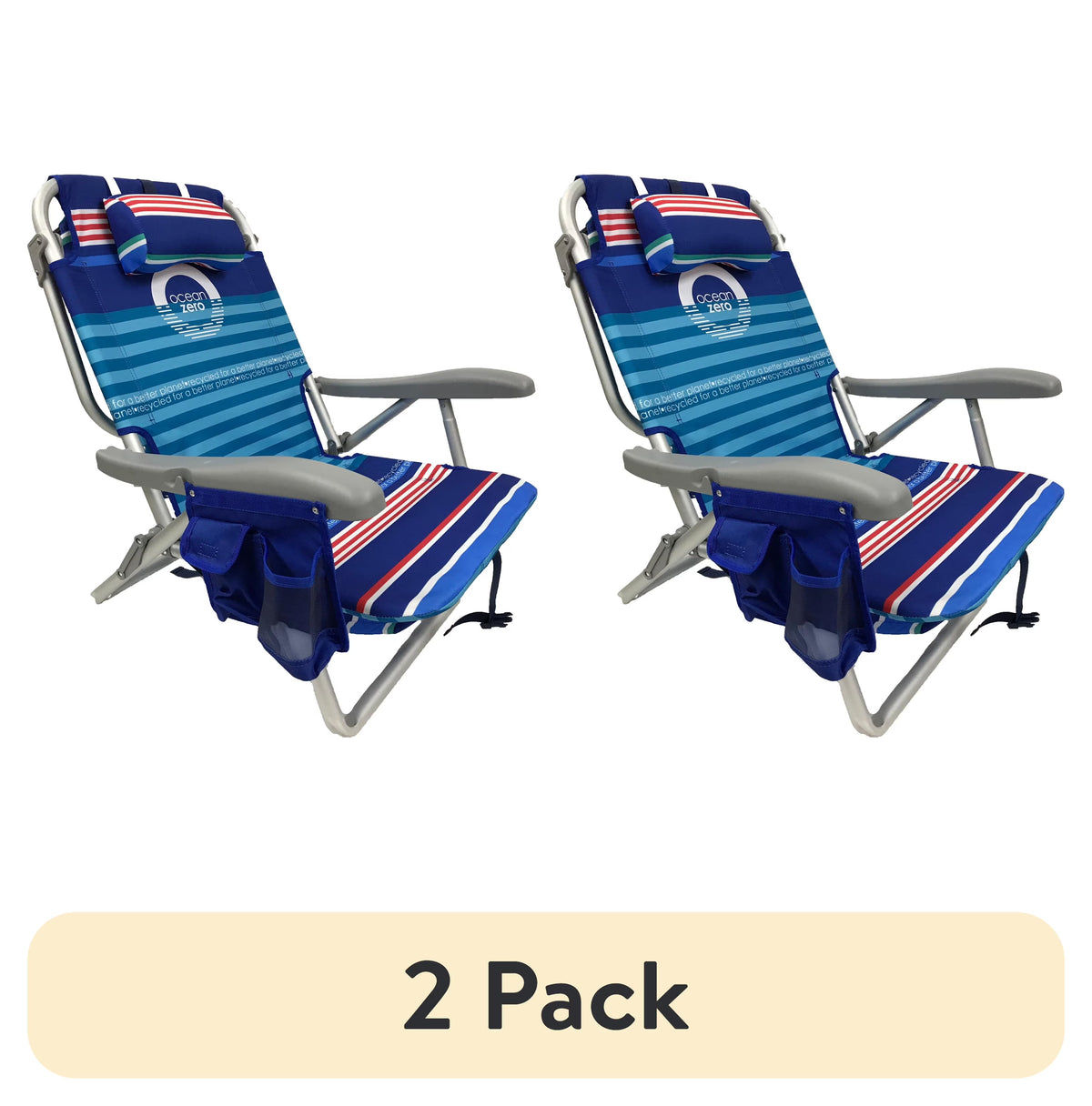 (2 Pack) Ocean Zero Deluxe Backpack Chair Striped