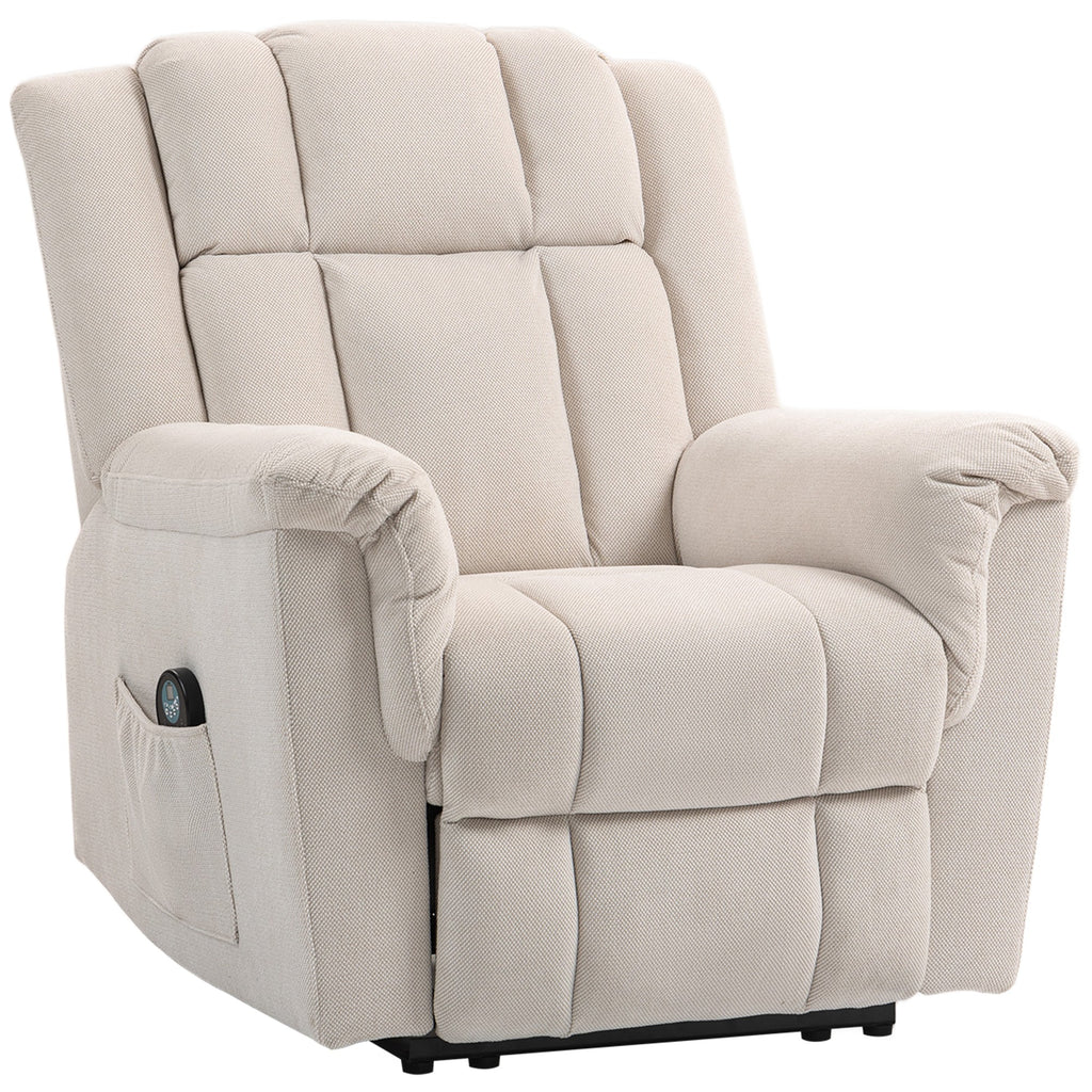 HOMCOM Massagesessel, elektrisch und beheizbar, neigbarer Sessel mit manuell verstellbarer Rückenlehne, 85x91x104cm, beige