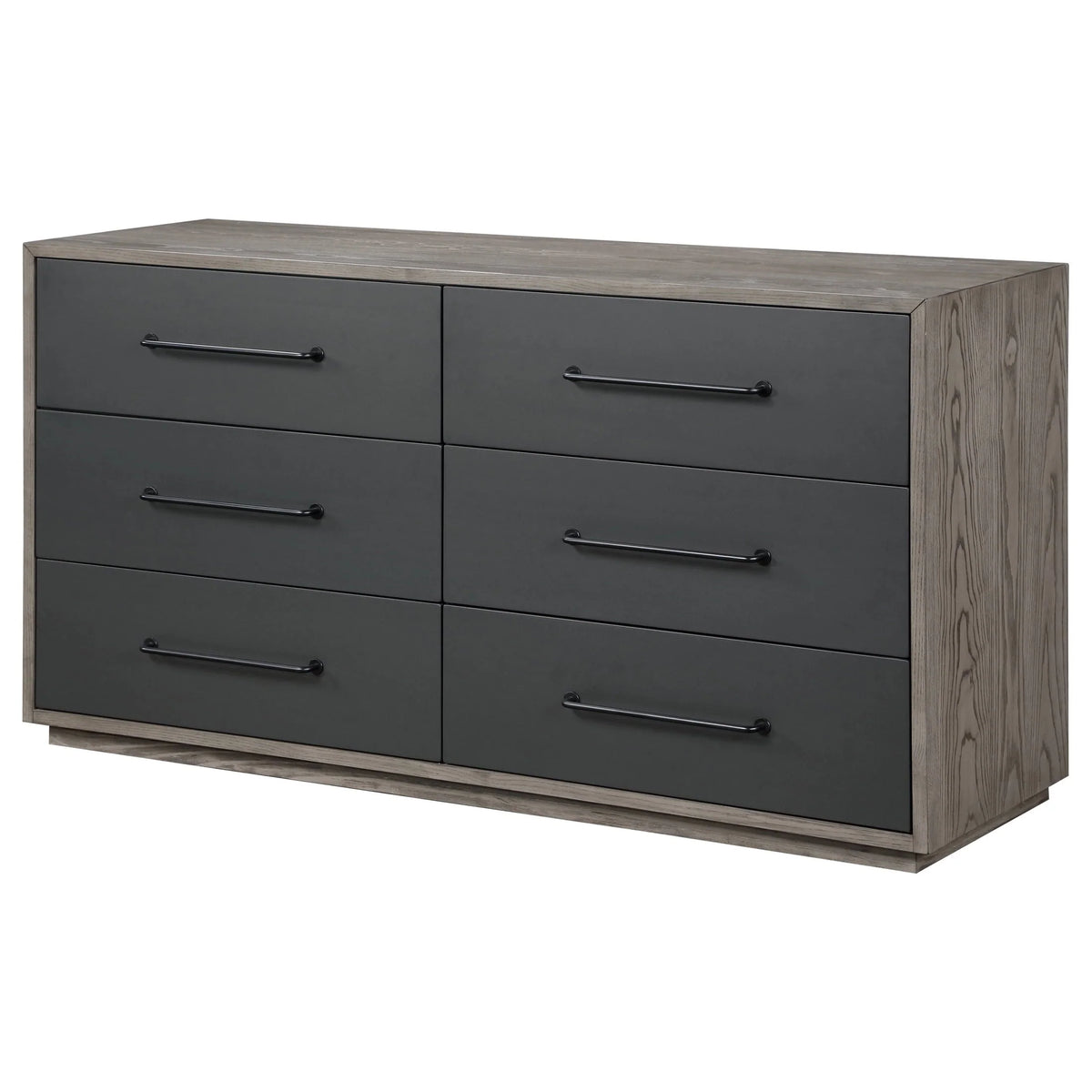 ACME Estevon 6 - Drawer Rectangular Dresser in Gray Oak and Black