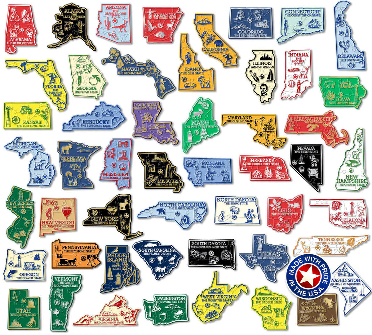 Classic Magnets U.S. State Magnet Set by 51-Piece Vintage Magnet Set