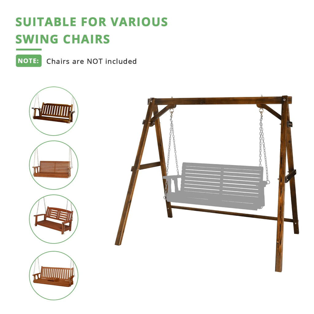Overpatio Swing Frame Wooden Porch Swing Stand A - Frame 600 lb Capacity