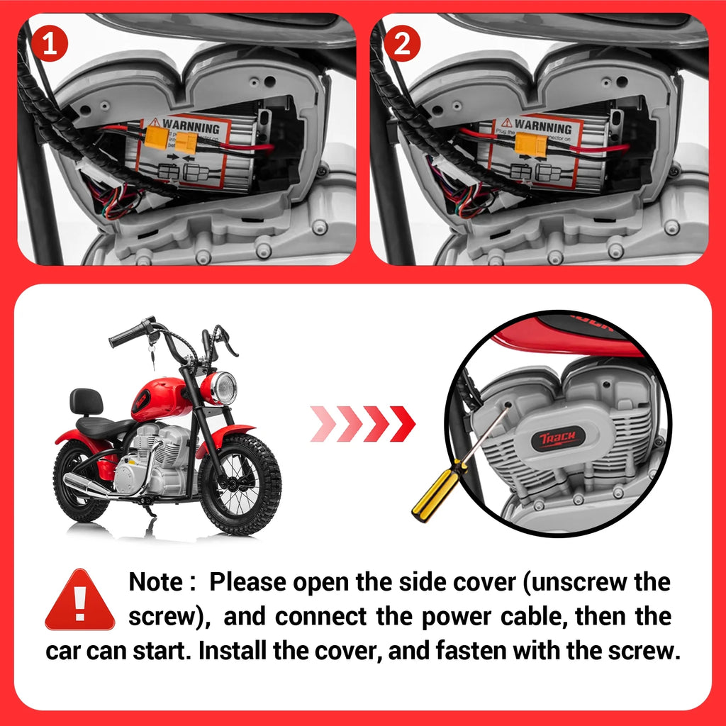 Track 7 36V Electric Dirt Bike for Kids, 350W Ride on Motorcycle with Twist Grip Throttle, Hand - Operated Brakes, Key Start, Off - Road Motocross Speed up to 15 Mph, Age 8+, White