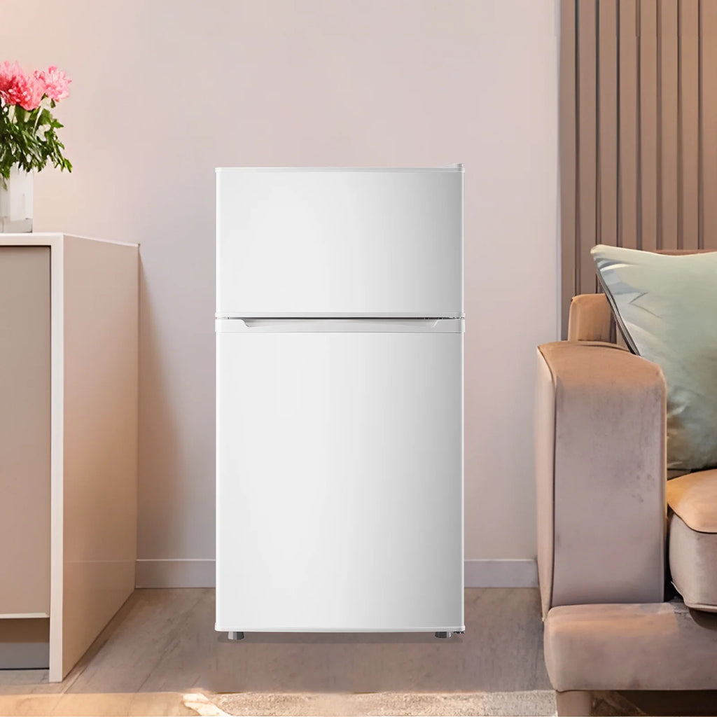 WANAI 3.5 Cu.ft Fridge with Freezer 2 Door Compact Refrigerator Adjustable Thermostat Silver New