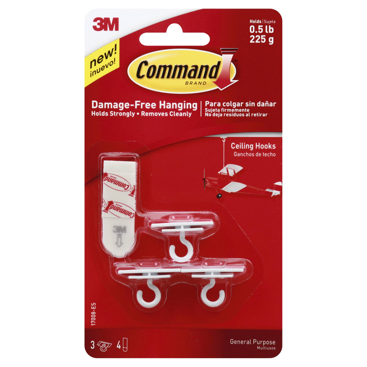3M Command Ceiling Hooks - Set of 3