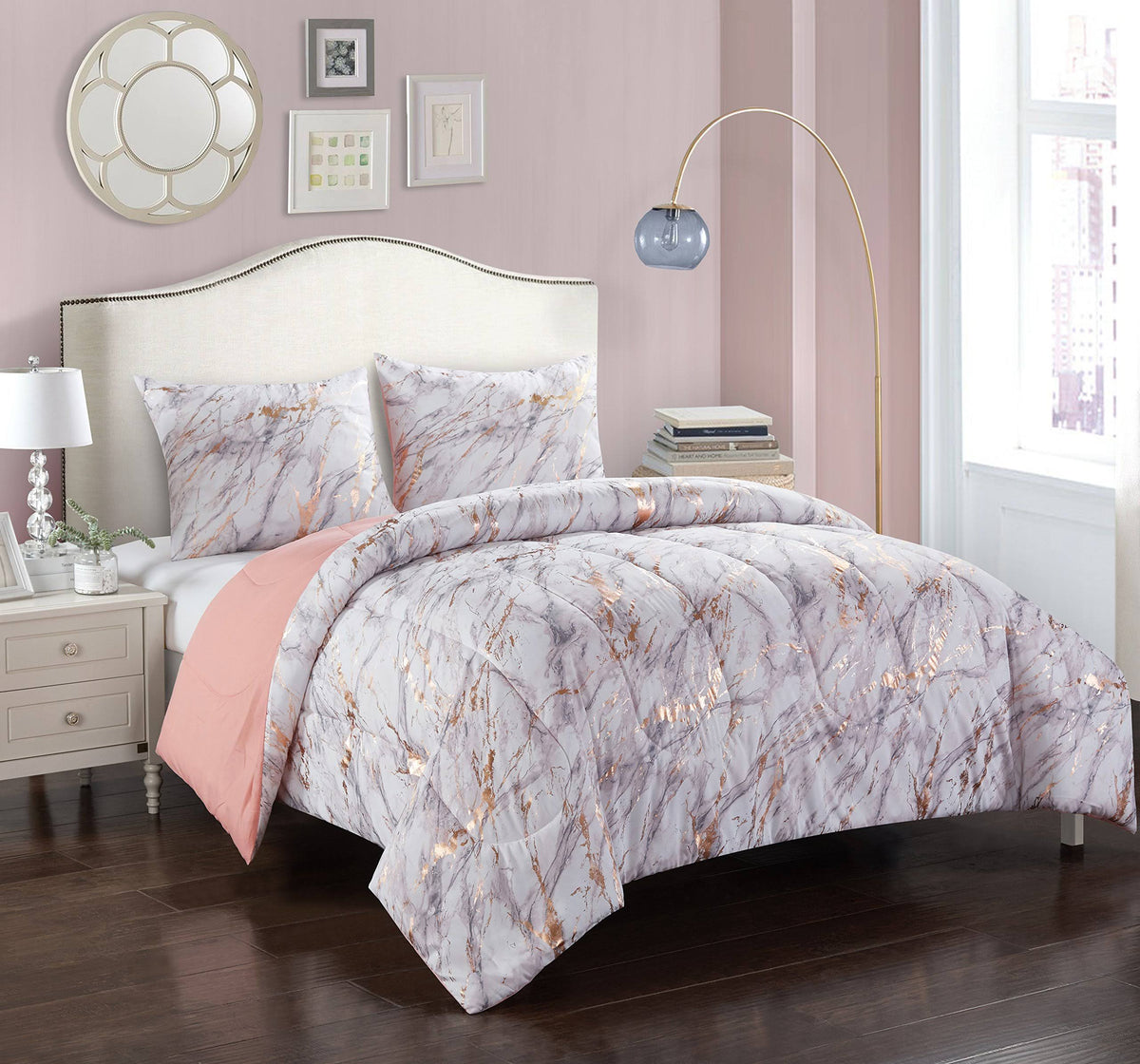 Pop Shop Marble Comforter Set Twin Rose Gold