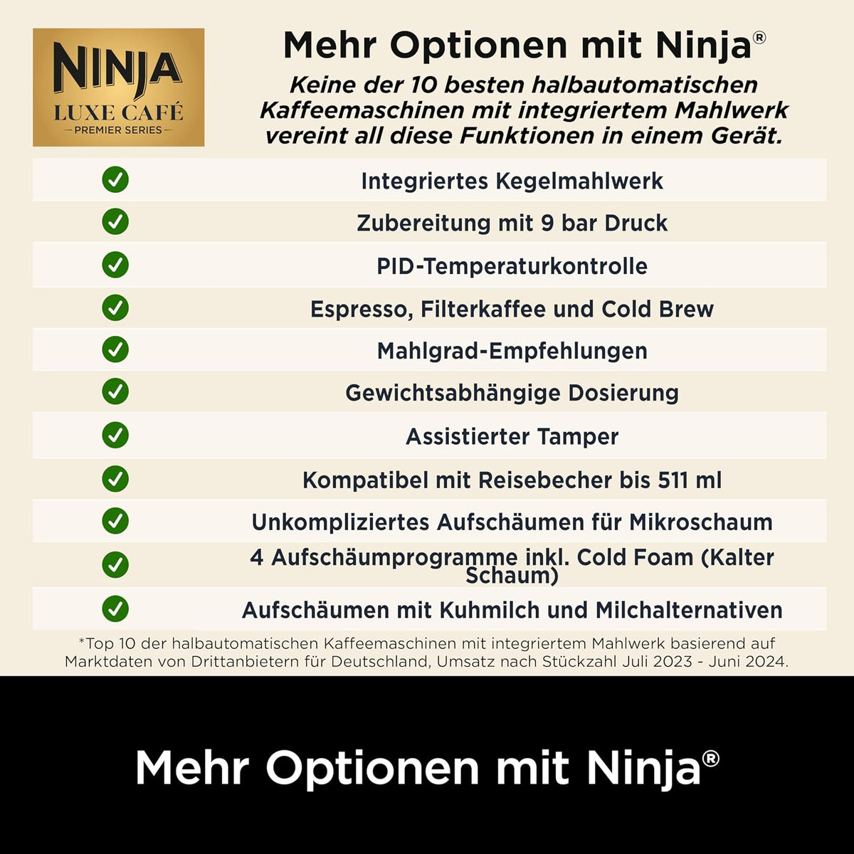 Ninja ES601EUGM Luxe Premier 3-in-1 Kaffeemaschine 2L – Barista-Assist, Mahlwerk, Mikroschaum, Grau Metall