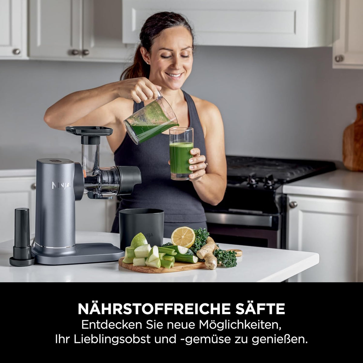 Ninja JC151EU Cold Press Entsafter 700 ml – 9-Segment Schnecke, 150 W, 2 Filter, Grau