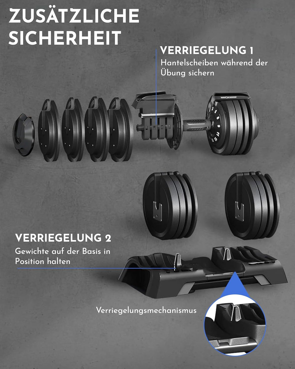 NEOLYMP Verstellbare Kurzhantel 2–40 kg mit Schnellverstellung, Einzelstück ✨