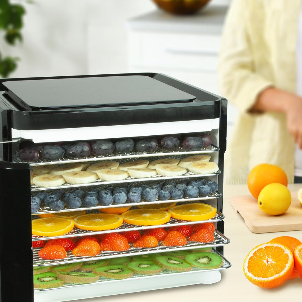Nebula Lebensmittel Dörrgerät Mit 6 Edelstahlschalen | LED-Touch-Control-Design, Einstellbare Digitale Temperatur 35-70 °C & 48-Stunden-Timer | 400W | Dörrgerät Für Obst, Gemüse, Fleisch Und Mehro