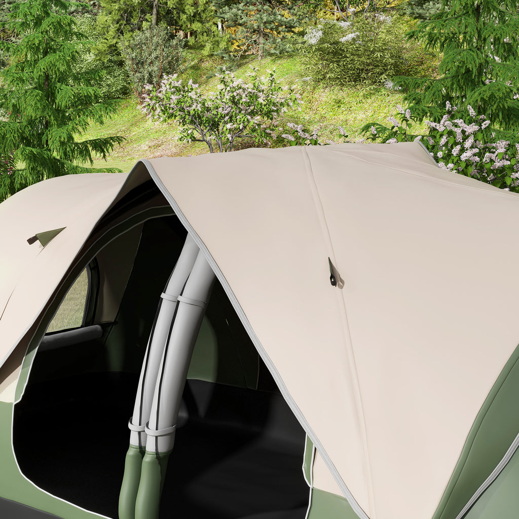 Outsunny Campingzelt, 2 Räume, Trennwand, für 6-8 Personen, Regenschutz, Dunkelgrün