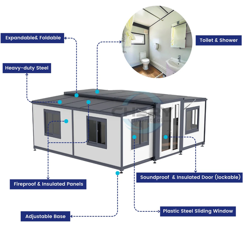 Portable Mobile Expandable Prefab House 15 x 20ft, Exquisitely Designed Modern Villa Prefab House for Live, Work
