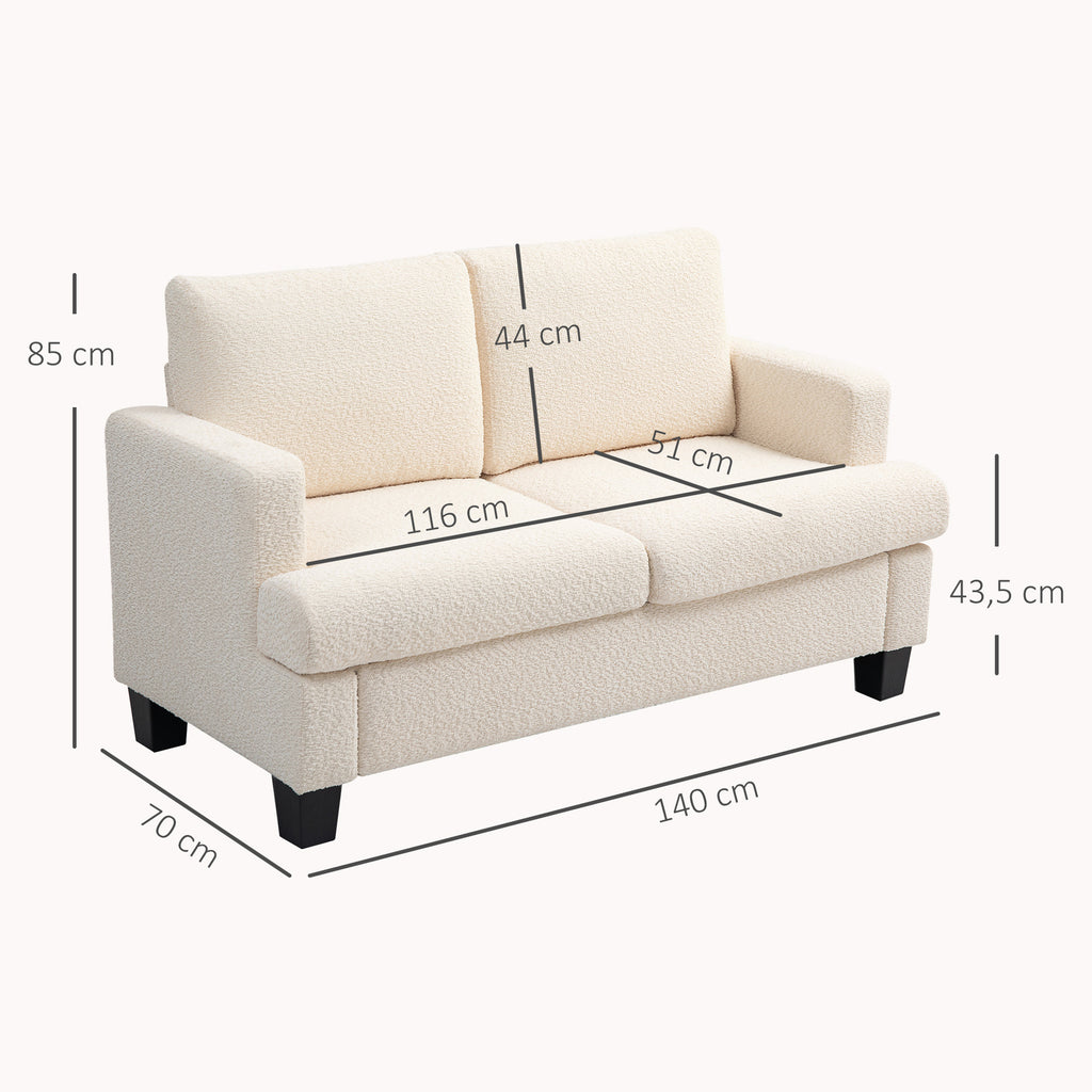 HOMCOM 2-Sitzer-Sofa 120 cm mit abnehmbaren Rückenkissen, Chenille-Stoff für Wohnzimmer, Schlafzimmer, Büro, beige