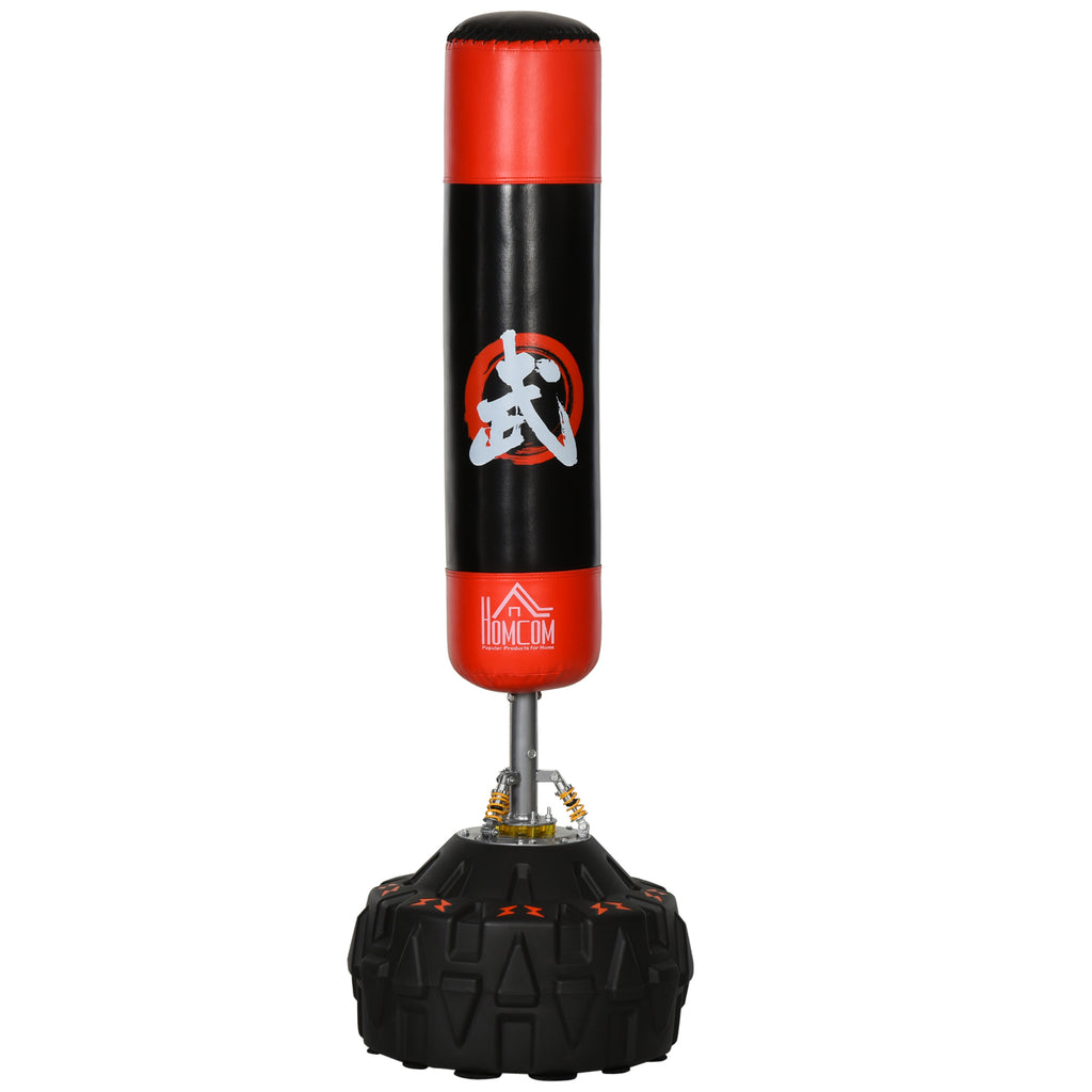 HOMCOM Standboxsack Erwachsene Freistehender Boxtrainingsgerät Boxpartner Boxassistent Training mit Saugfuß Schwarz+Rot 60x60x180 cm