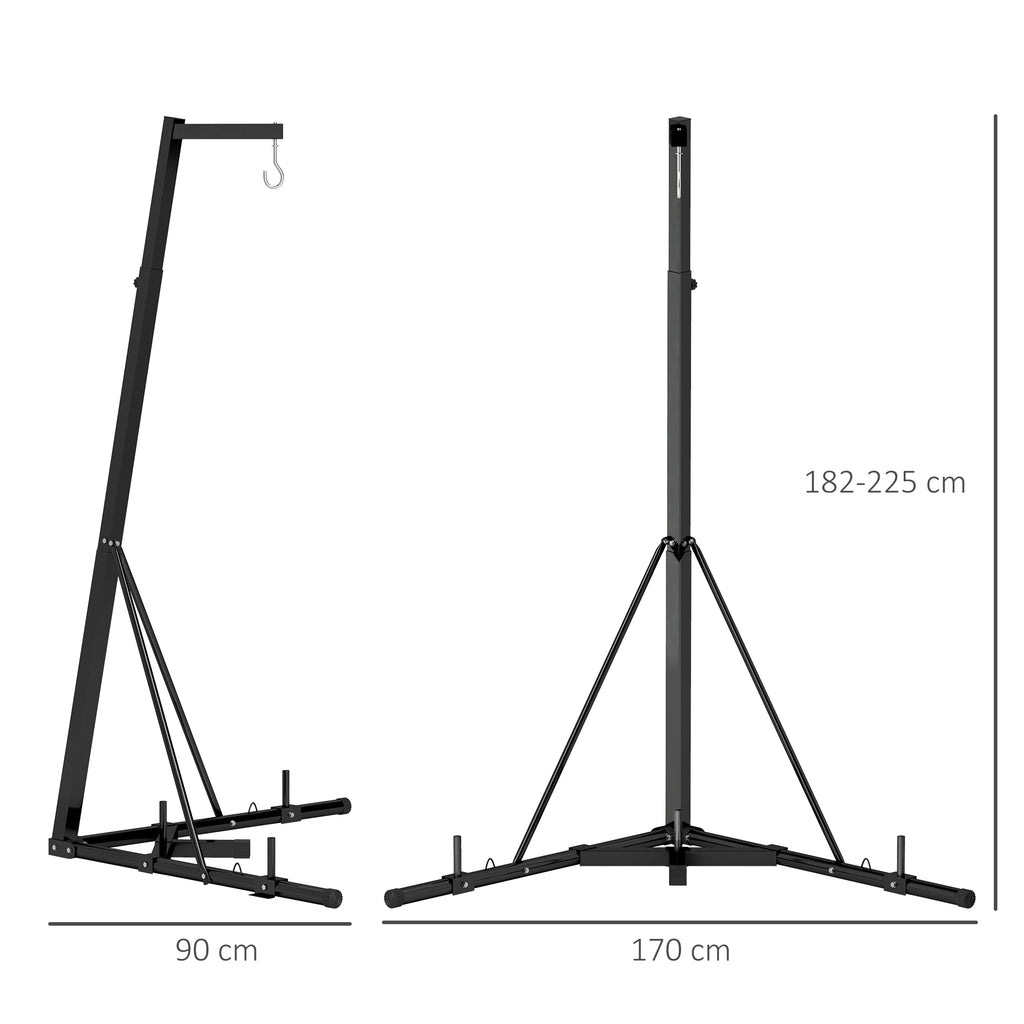 SPORTNOW Boxsackständer, Boxsackhalterung, höhenverstellbar, freistehend, klappbar, Stahl, 170 x 90 x 225 cm, schwarz
