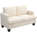 HOMCOM 2-Sitzer-Sofa 120 cm mit abnehmbaren Rückenkissen, Chenille-Stoff für Wohnzimmer, Schlafzimmer, Büro, beige