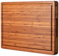 Allsum Large Wood Cutting Board for Kitchen, 1 Thick Bamboo Cheese Charcuterie Board, Butcher Chopping Block, with Juice Grooves and H
