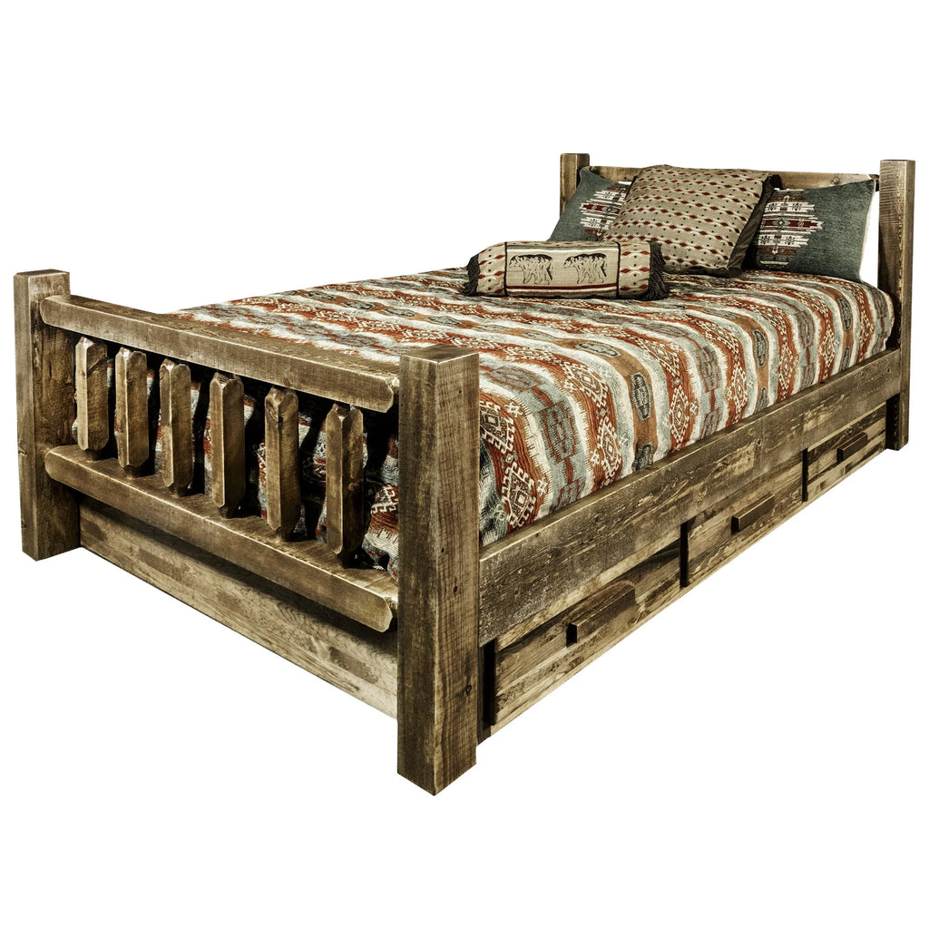 Homestead Collection California King Bed W/ Storage, Stain & Lacquer Finish