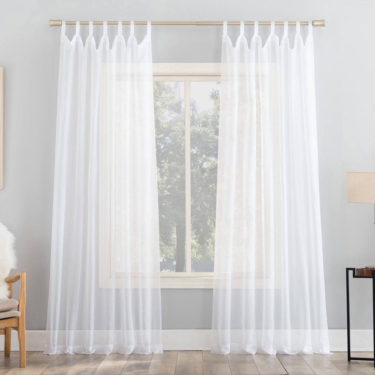 95"x59" Emily Sheer Voile Tab Top Curtain Panel White - No. 918