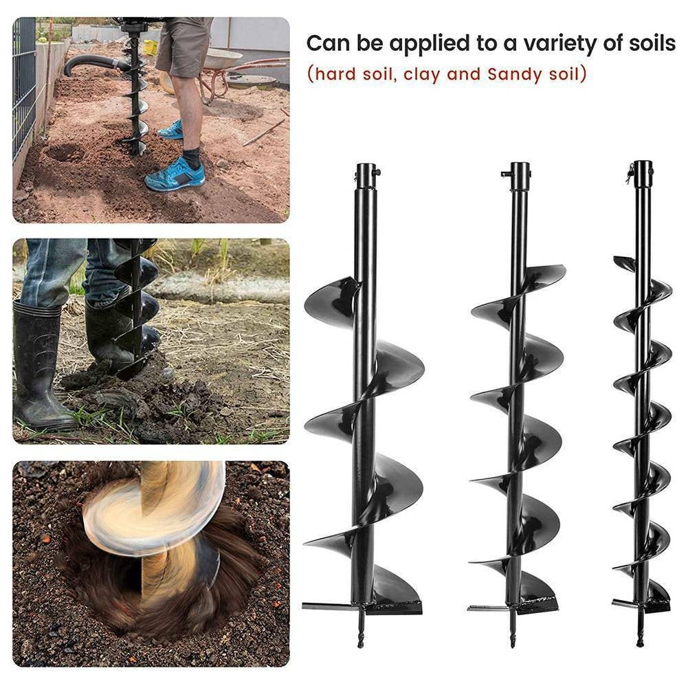 Jacgood 62cc Post Hole Digger 2 Stroke Petrol Gas Powered Earth Digger with 3 Auger Drill Bits (3" 5" & 8") + 3 Extension Rods for Farm Garden Plant