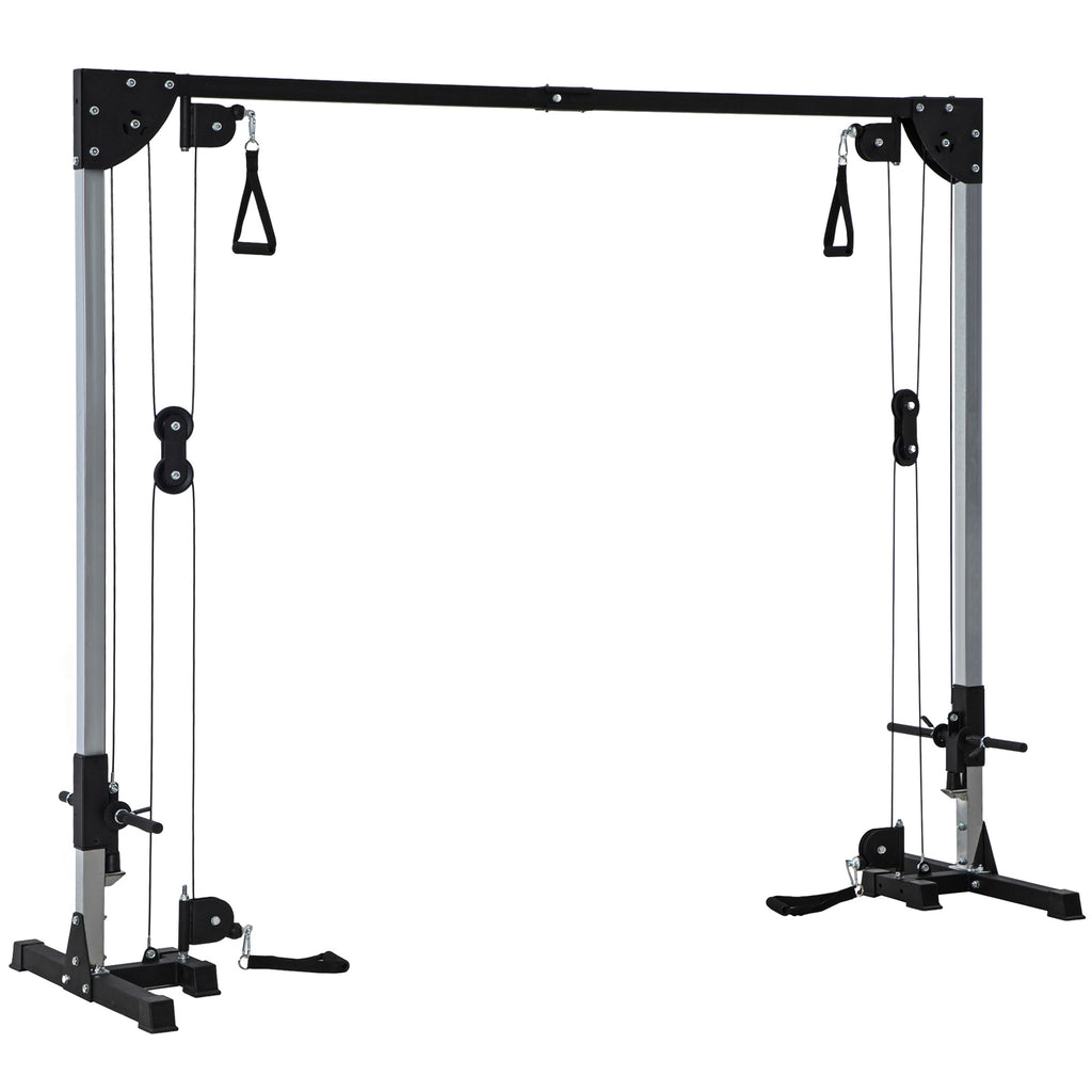 SPORTNOW Crossover-Fitnessgestell, Kabelzugsystem, für 1 oder 2 Personen, Stahl, Kunststoff, Schwarz
