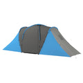 Outsunny Familien-Campingzelt 4-6 Pers. wasserdicht leicht einfach aufzubauen 2 große Türen Abmessungen 5,55 x 2,25 x 1,9 m Dunkelgrau und Blau