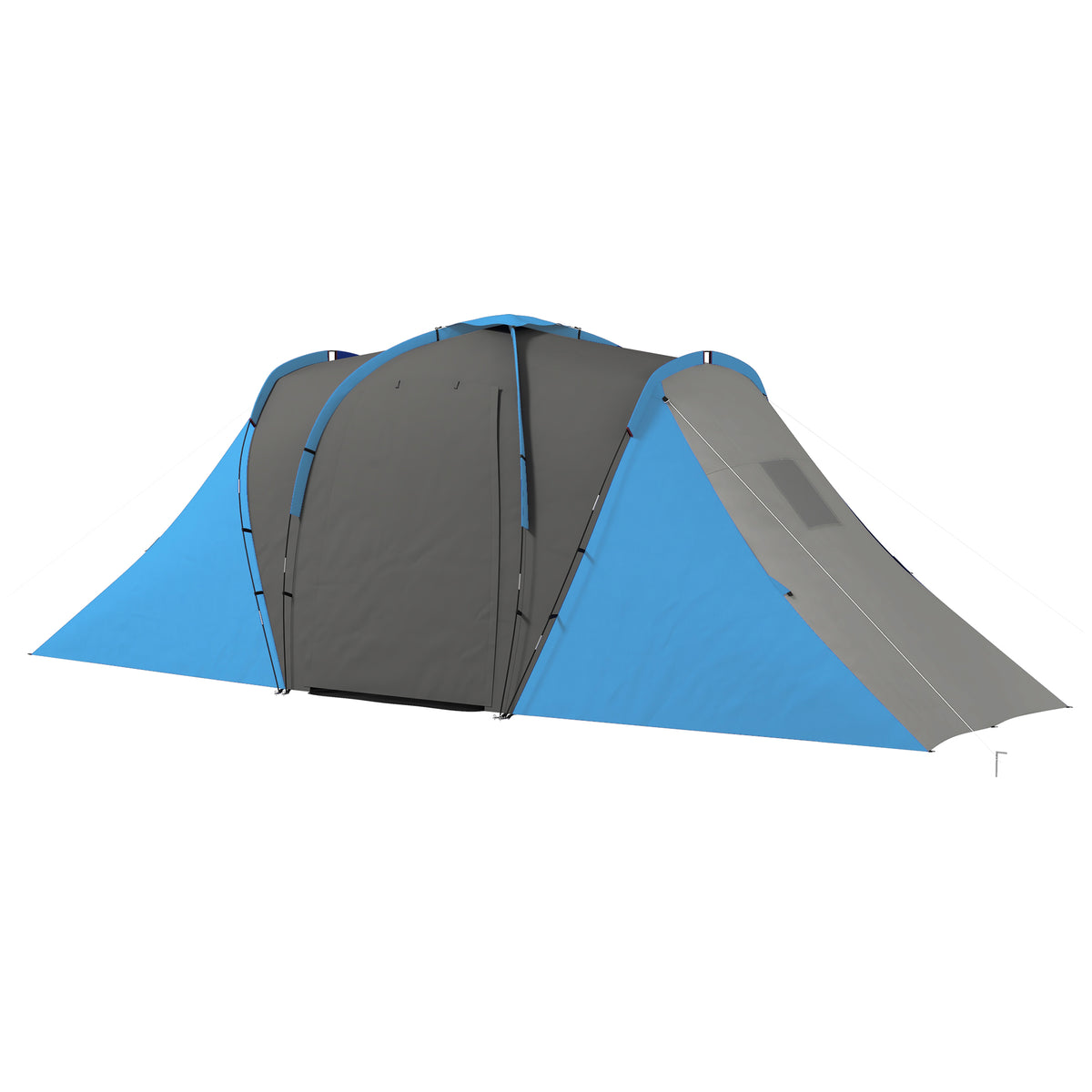 Outsunny Familien-Campingzelt 4-6 Pers. wasserdicht leicht einfach aufzubauen 2 große Türen Abmessungen 5,55 x 2,25 x 1,9 m Dunkelgrau und Blau