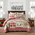 Plaid Patchwork Christmas Quilt Bedding Set - King
