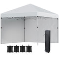 Outsunny Faltpavillon, zwei Seitenwände, Tragetasche, Stahlrahmen, hellgrau, 3 x 3 x 2,7 m