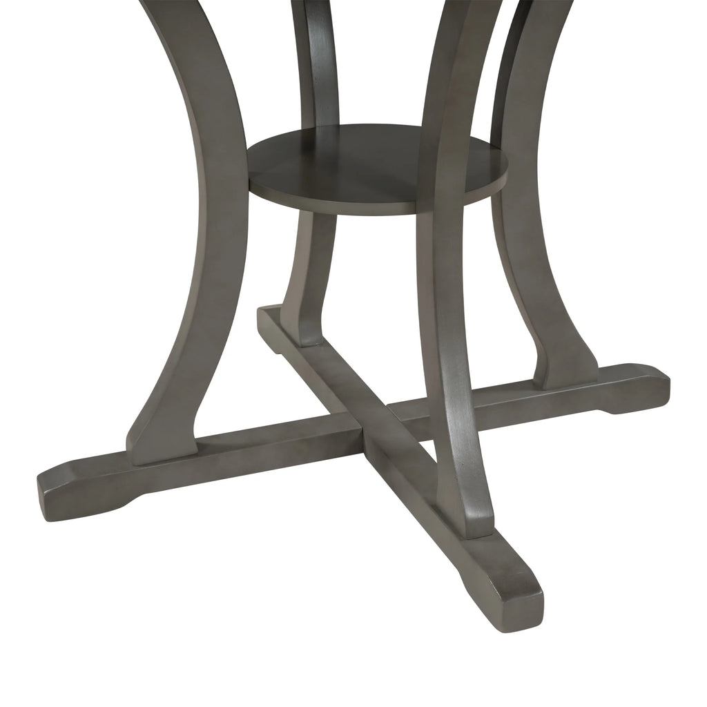 Harper & Bright Designs 5 Pieces Wooden Round Dining Table and Chair Set with Special - Shaped Legs and an Exquisitely Designed Hollow Chair Back for Dining Room