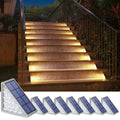 NIORSUN Solar Step Lights, 8 Pack Outdoor Stair Lights Warm White Triangle Solar Deck Lights IP67 Waterproof Auto on Off Decoration Lights for Stair