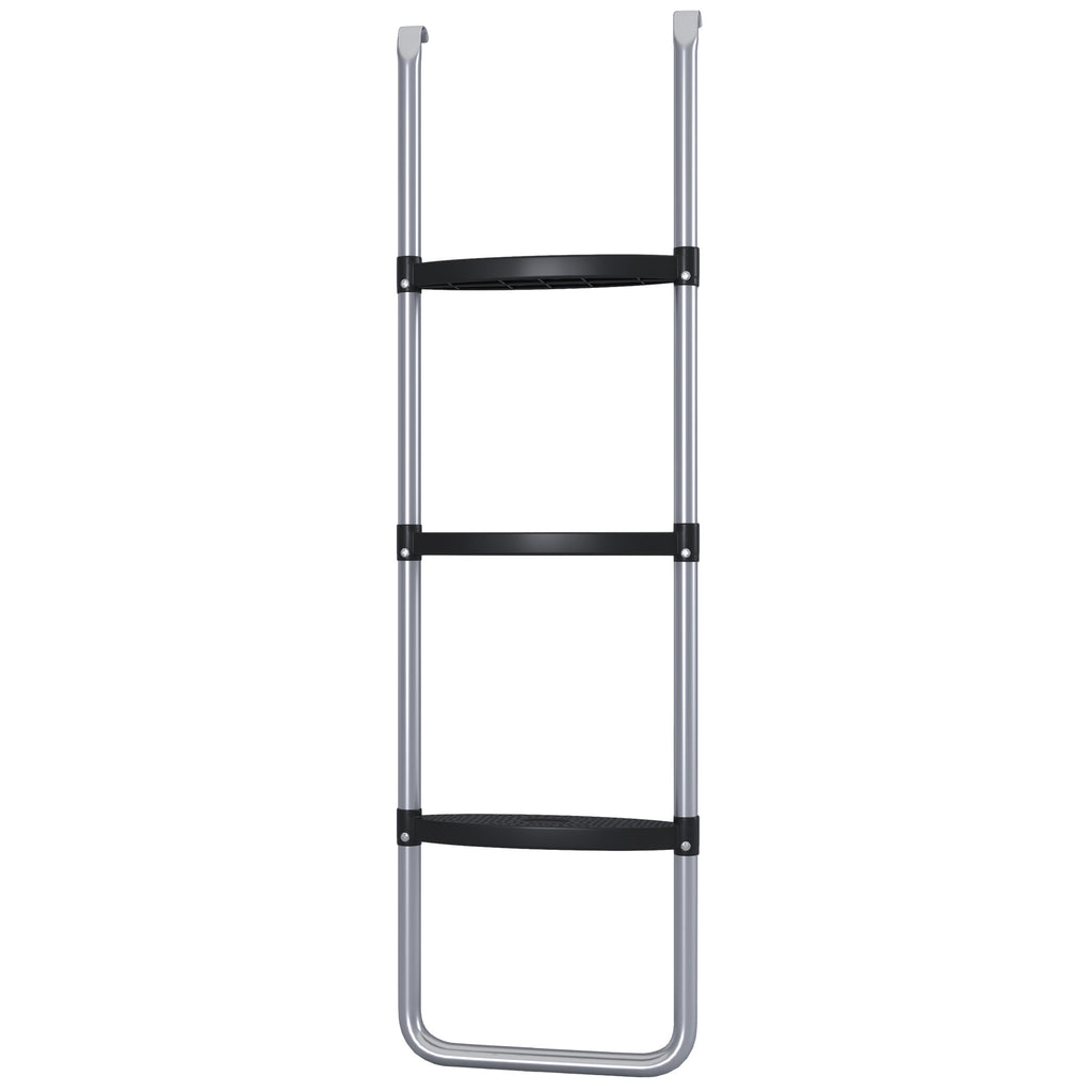 SPORTNOW Trampolinleiter mit 3 oder 2 Stufen horizontalen breiten Tritten, universellem Haken, Tragfähigkeit 120 kg, 110 x 32 cm Silber