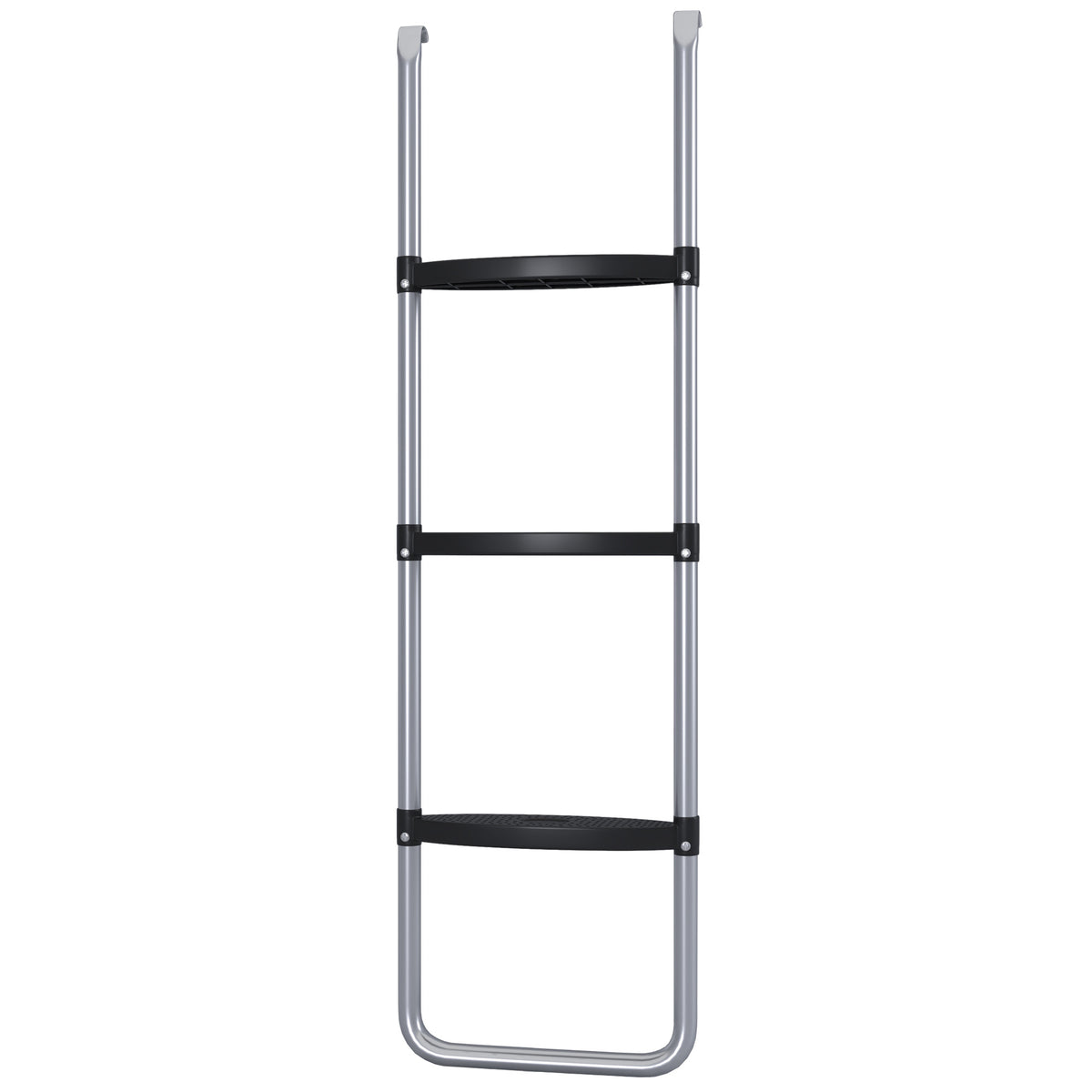 SPORTNOW Trampolinleiter mit 3 oder 2 Stufen horizontalen breiten Tritten, universellem Haken, Tragfähigkeit 120 kg, 110 x 32 cm Silber