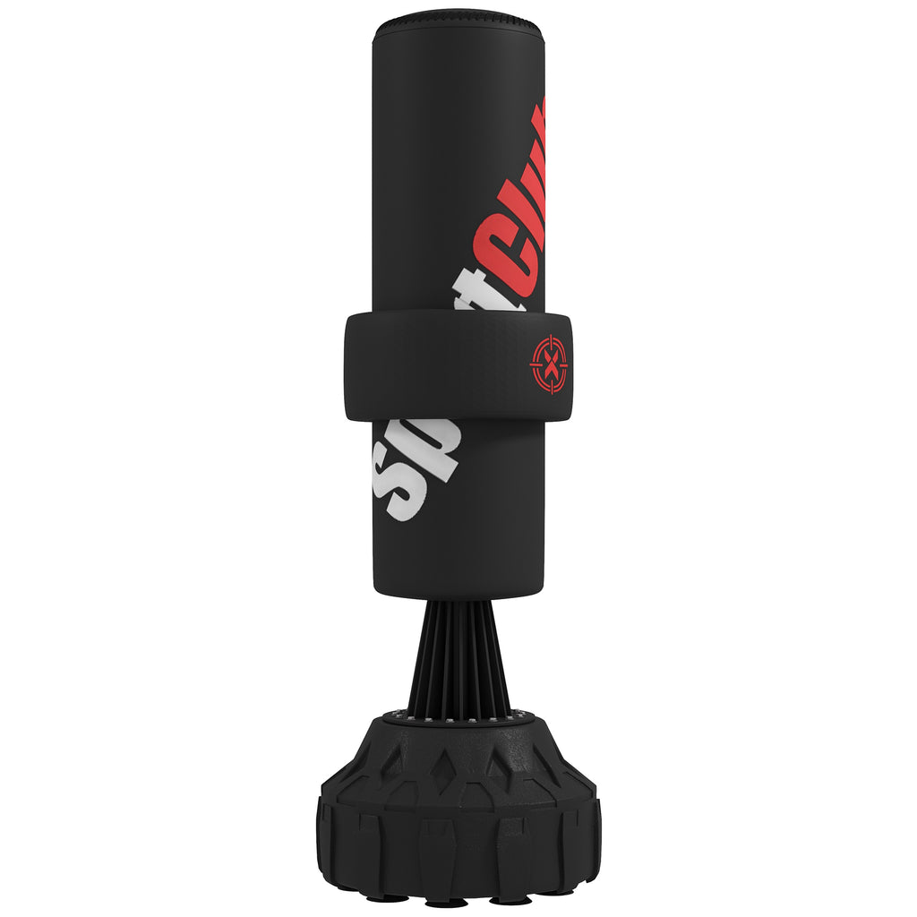 SPORTNOW Freistehender Boxsack, verstellbares Schagpolster, befüllbare Basis bis 50 kg, 57 x 57 x 175 cm, Schwarz