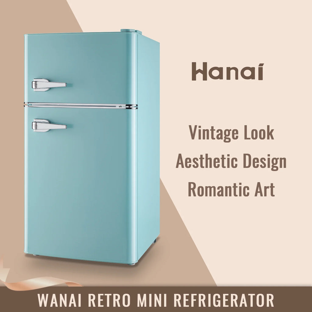 WANAI 3.5 Cu.ft Fridge with Freezer 2 Door Compact Refrigerator Adjustable Thermostat Silver New