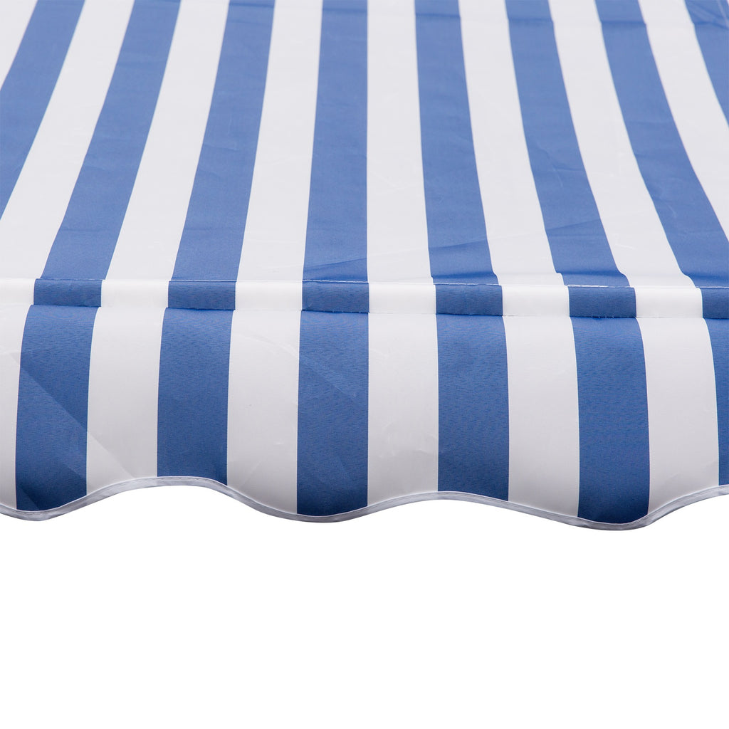 Outsunny Klemmmarkise mit Handkurbel höhenverstellbar Gelenkarmmarkise schmutzabweisend, witterungsbeständig Balkonmarkise 150cm breit Terrassenmarkise für Terrasse Balkon Veranda Blau+Weiß
