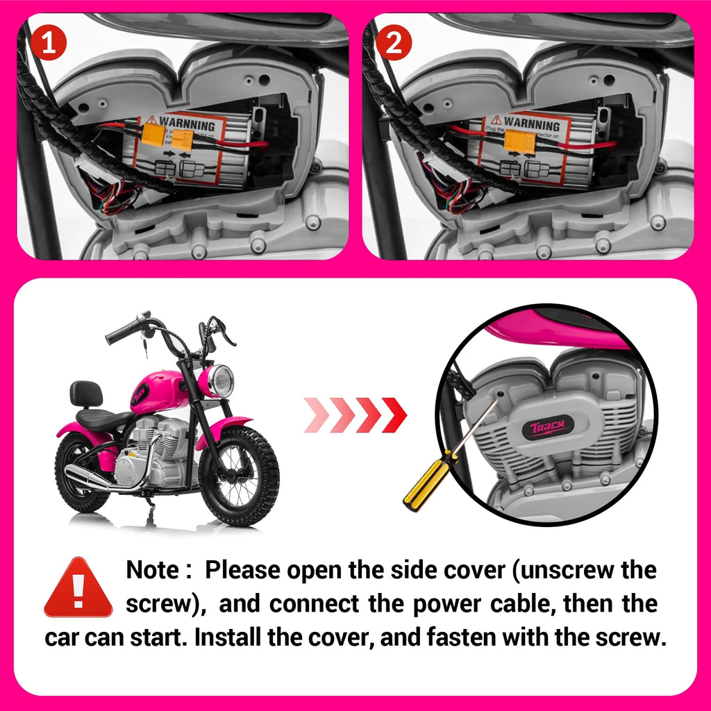 Track 7 36V Electric Dirt Bike for Kids, 350W Ride on Motorcycle with Twist Grip Throttle, Hand - Operated Brakes, Key Start, Off - Road Motocross Speed up to 15 Mph, Age 8+, White