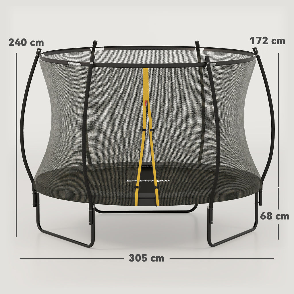 SPORTNOW Gartentrampolin Outdoor-Trampolin Sicherheitsnetz 54 Hochspannungsfedern Ø 305 x 240 cm Schwarz