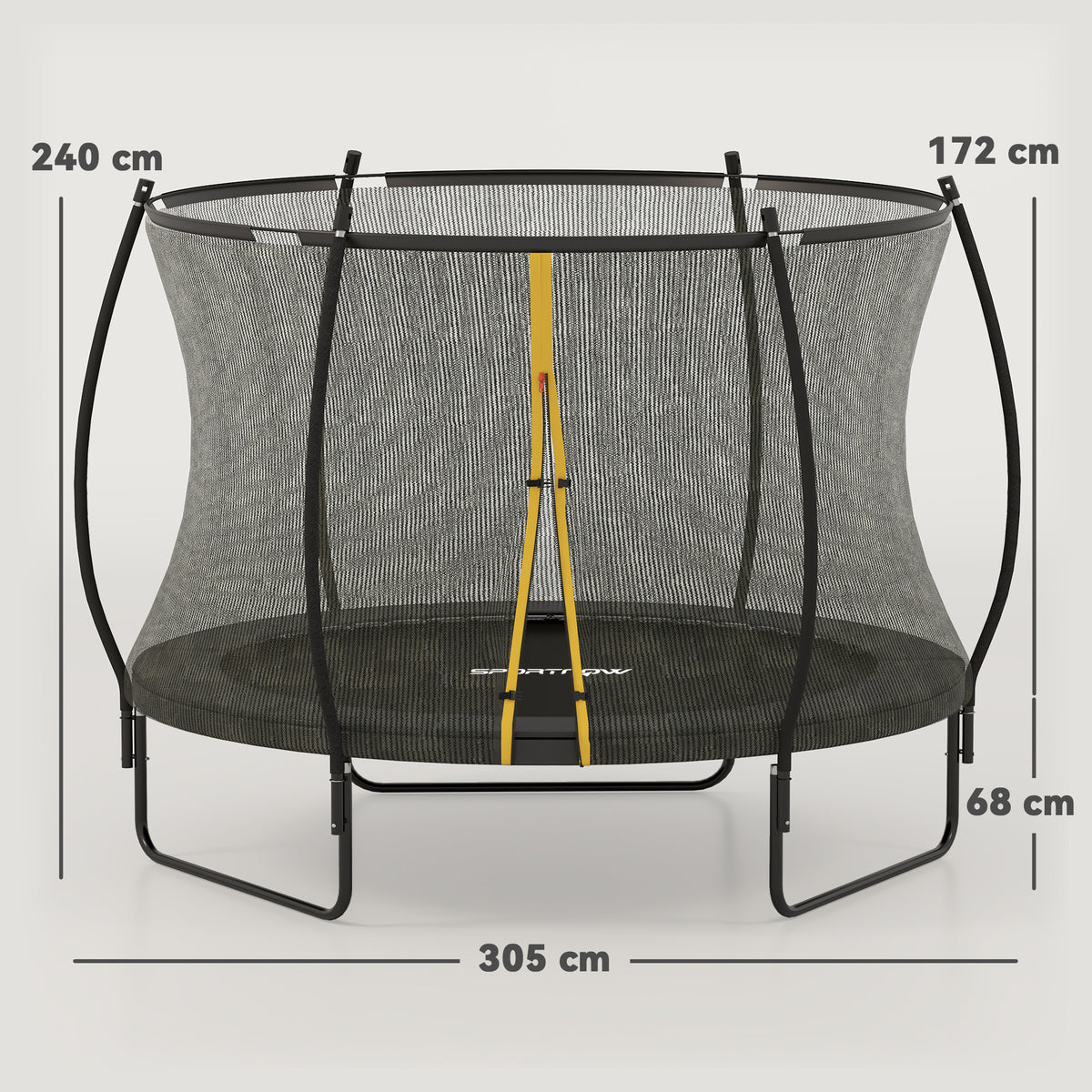 SPORTNOW Gartentrampolin Outdoor-Trampolin Sicherheitsnetz 54 Hochspannungsfedern Ø 305 x 240 cm Schwarz