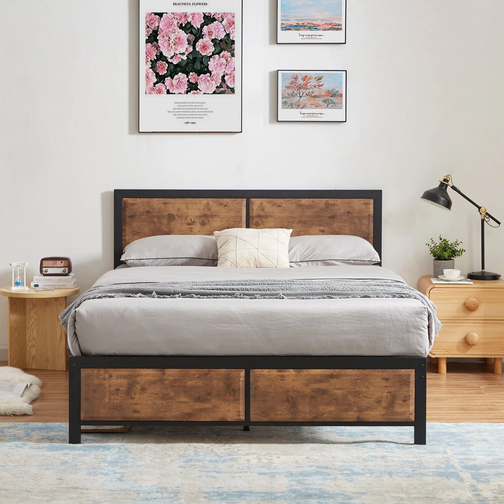VECELO 3 - Piece Bedroom Set with Twin Size Bed Frame and 1 - Drawer Black Nightstands