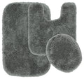 Garland 3 Piece Finest Luxury Ultra Plush Washable Nylon Bath Rug Set Dark Gray