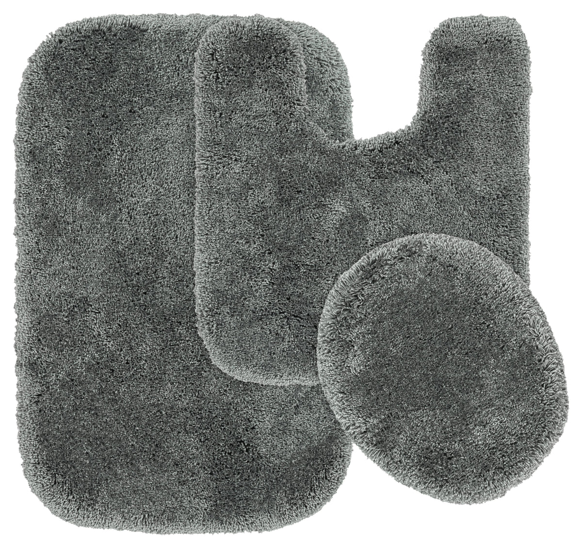 Garland 3 Piece Finest Luxury Ultra Plush Washable Nylon Bath Rug Set Dark Gray