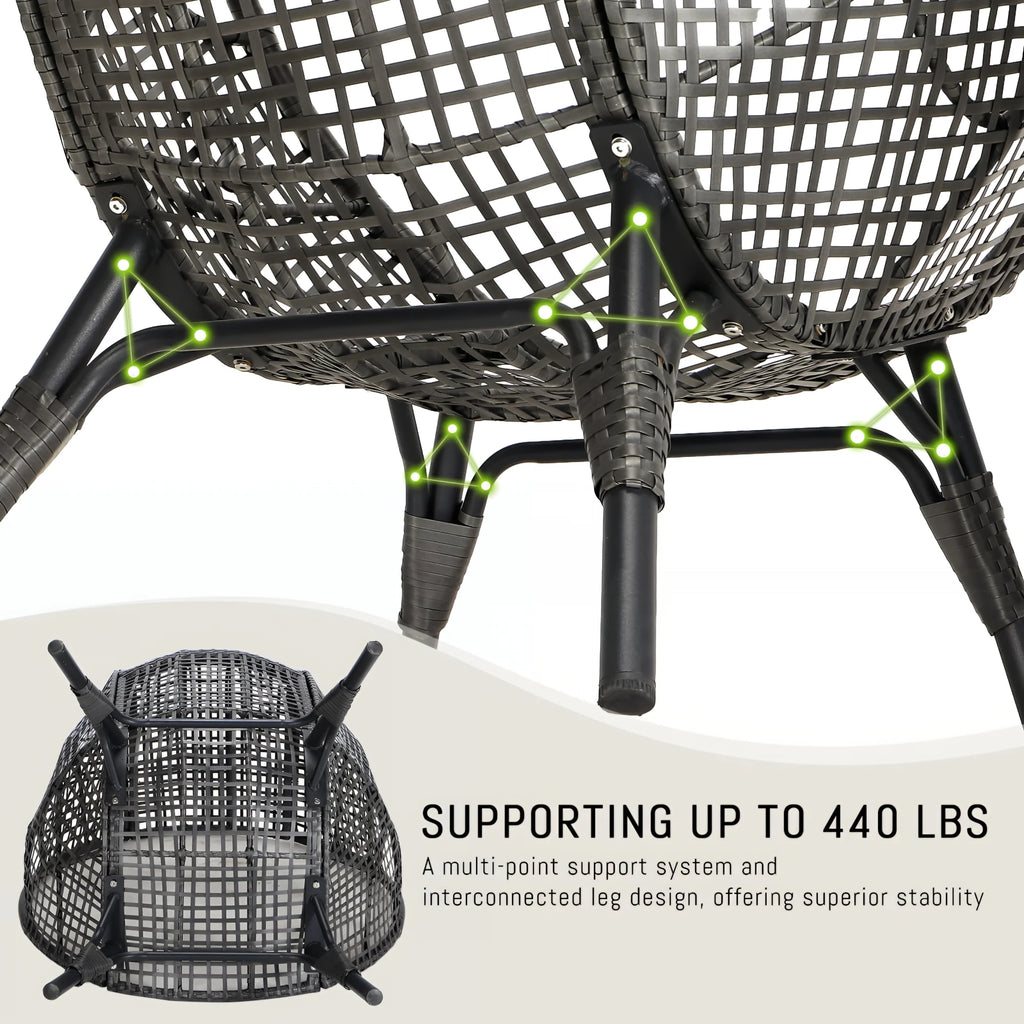 RADIATA 440 lb Outdoor Egg Chair with Foot Rest & Ottoman, Wicker Patio Egg Chair for Indoor or Garden, Beige