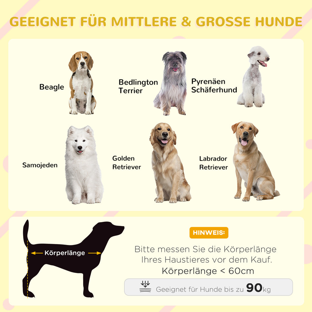 PawHut Hundehütte Outdoor-Hundehütte, inkl. Veranda, wetterbeständig, 124 cm x 112 cm x 105 cm, Grau + Weiß