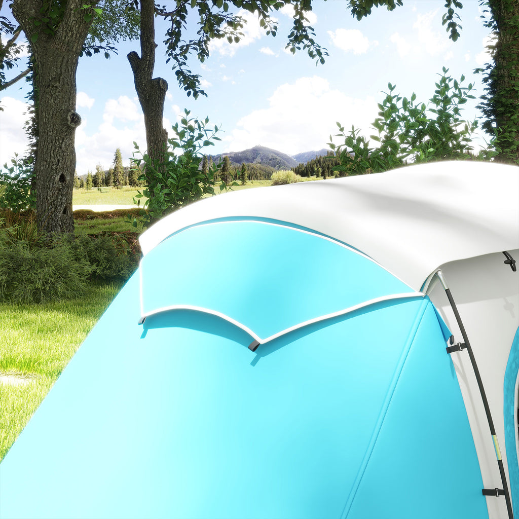 Outsunny Familien-Campingzelt 3-4 Personen 2 Schlafzimmer 4 Türen und 4 Fenstern, Transporttasche, Abmessungen 460L x 220B x 175H cm