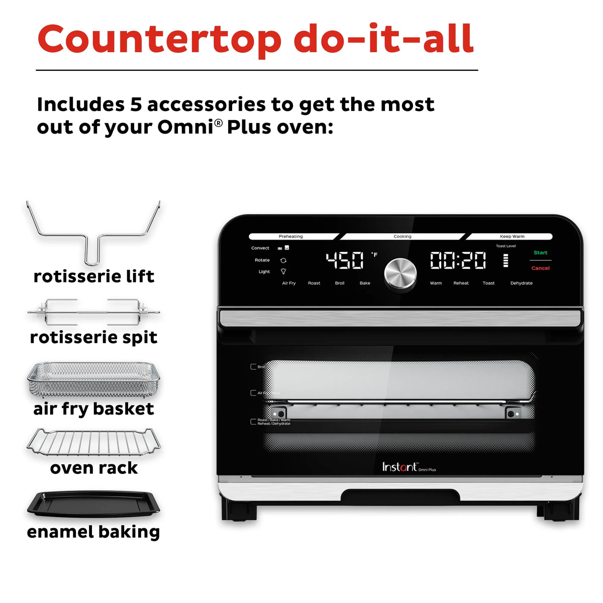 Instant Omni Plus 18 L Air Fryer Toaster Oven Combo with 10 - in - 1 Functions, from the Makers of Instant Pot