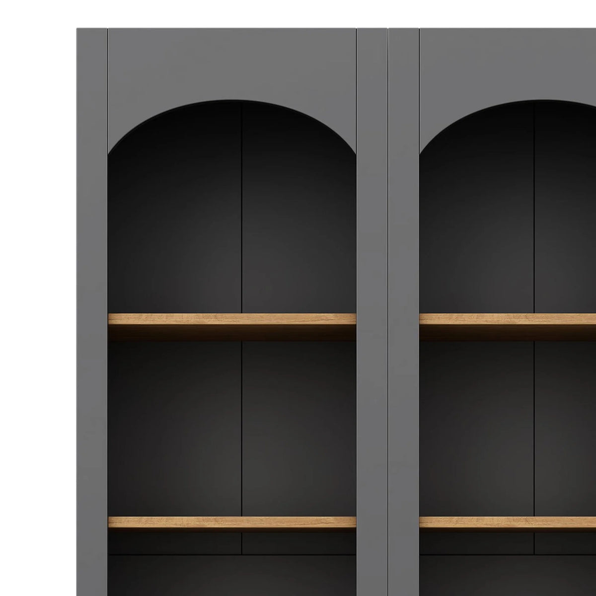 72"h Pantry Pair, 2, Adjustable Shelves, , Black Finish 2 Bookcase, Cabinet with Vintage Style