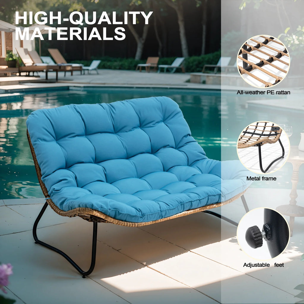 Crestlive Products Patio Loveseat, All - Weather Rattan Large Furniture with Soft Cushions, Outdoor Loveseat for Balcony, Poolside, Backyard (Beige)