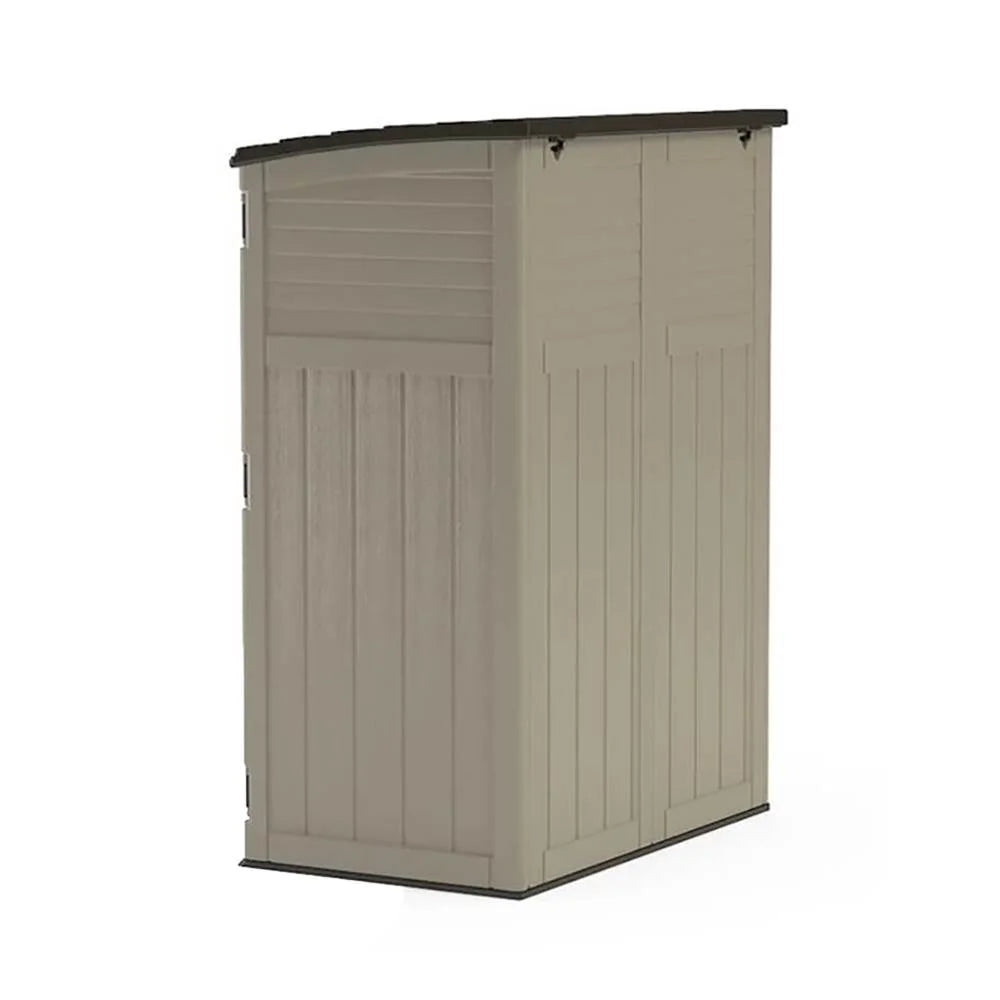 Suncast Large Vertical Shed for Storing Oudoor Tools, & Equipment, Sand